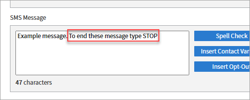 Type a message informing the recipient to reply with STOP.png